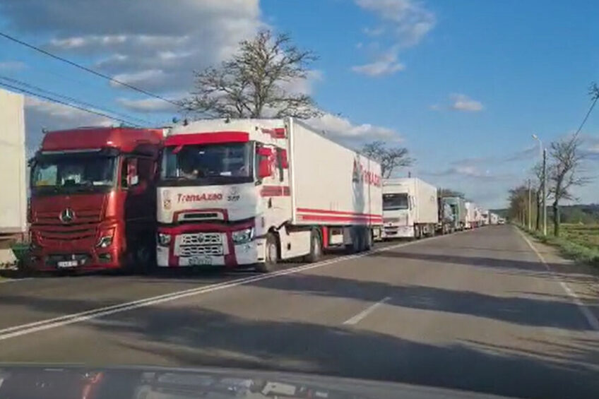 Trucks are having to wait days at the Ukraine border with Poland and Romania to cross with their loads of grain. Photo: Chris McCullough