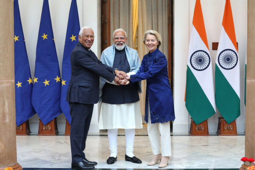 Indian Prime Minister Narendra Modi meets with President of the European Council, Mr. Antonio Luis Santos da Costa and the President of the European Commission, Ursula von der Leyen ahead of the Exchange of MoUs between India and EU, in Hyderabad House, New Delhi, India on January 27, 2026. Photo: Press Information Bureau (PIB) / Anadolu (ANP)